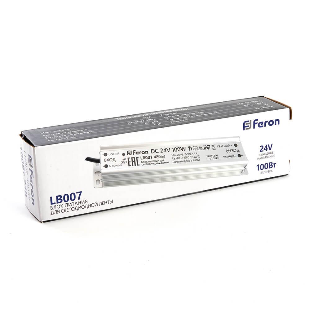 фото блок питания для светодиодной ленты feron lb007 12v 100w ip67 4,1a 48059 | 220svet.ru