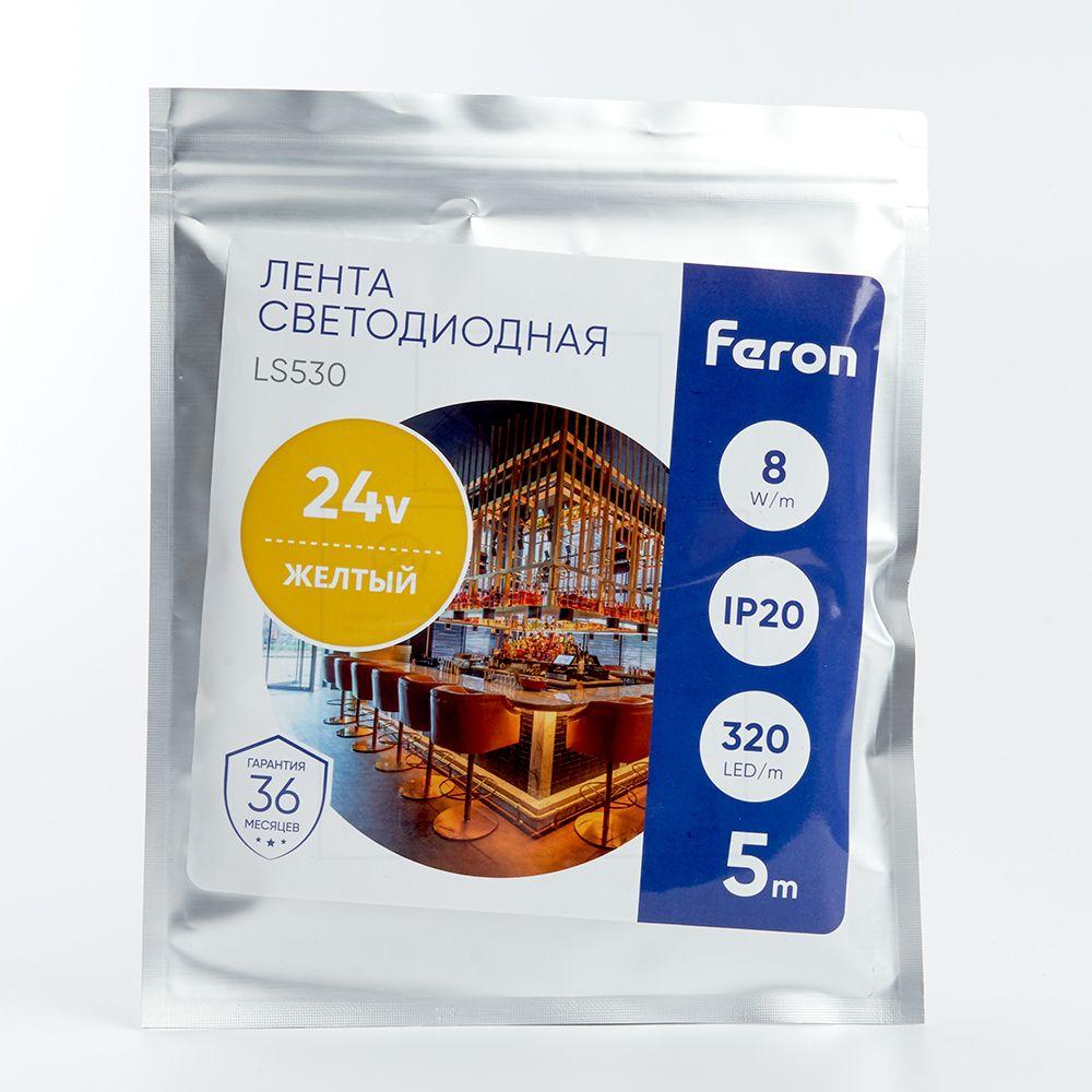 фото светодиодная лента feron 8w/m 320led/m 2110smd желтый 5m ls530 48269 | 220svet.ru