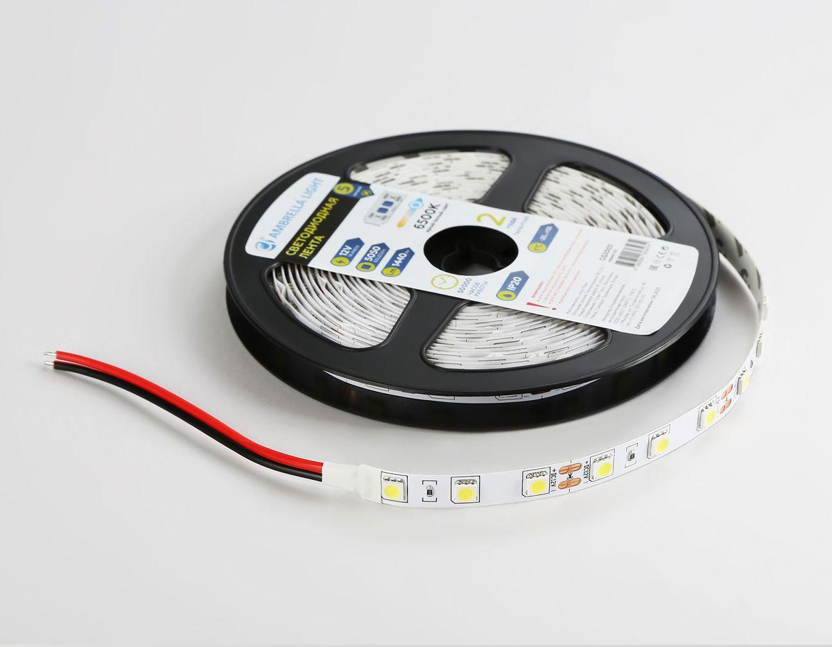 фото светодиодная лента холодный белый ambrella light 14,4w/m 60led/m 5050smd 6500к 5m gs2003 | 220svet.ru