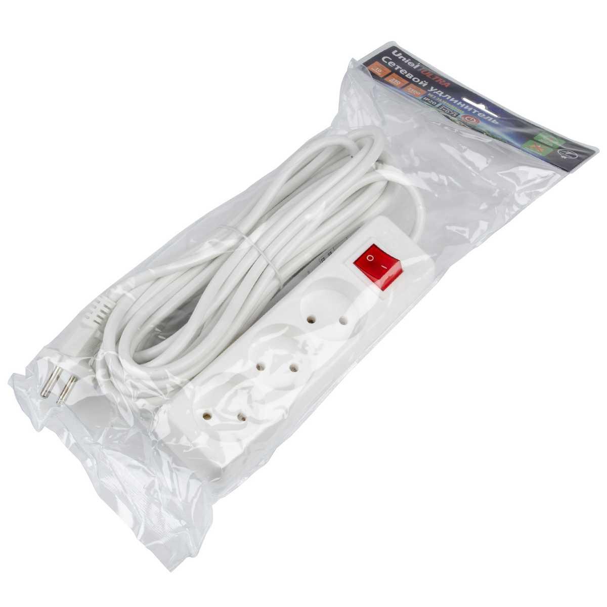 фото удлинитель uniel ultra 3гн х 10м б/з s-cu3-7b white ul-00009997 | 220svet.ru