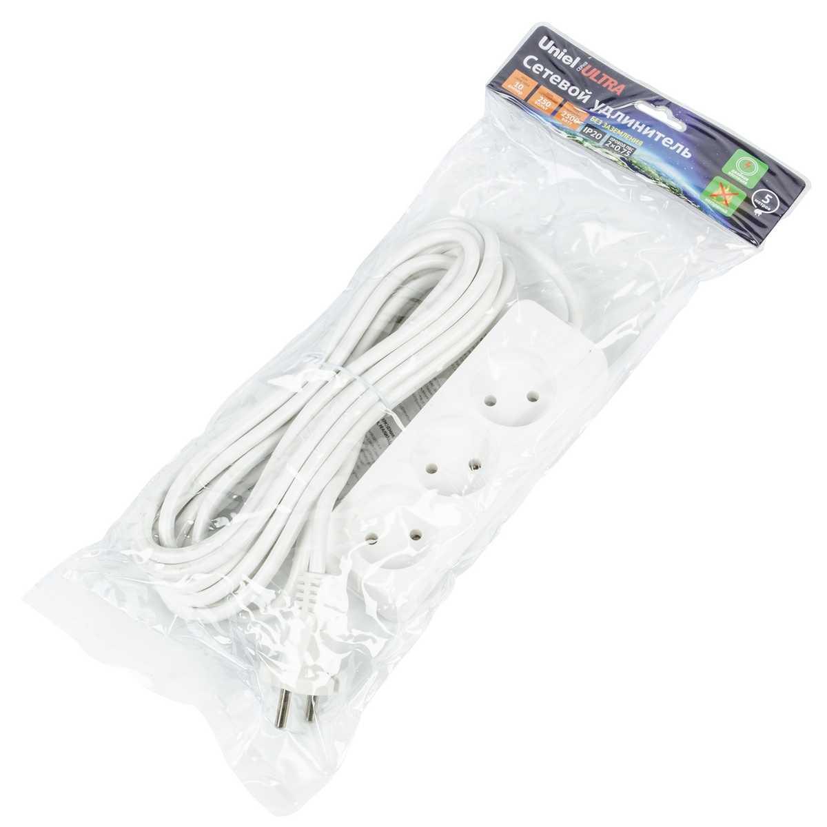 фото удлинитель uniel ultra 3гн х 5м б/з s-cu3-5 white ul-00009984 | 220svet.ru