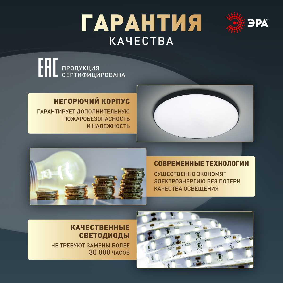 фото светильник потолочный светодиодный эра классик без ду spb-6 slim base bk 36w-5k 5000к б0069773 | 220svet.ru