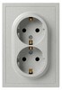 Миниатюра фото розетка эра galaxy 15-2105-03 с заземлением двойная 2x2p+e schuko со шторками ip20 16а-250в алюминий б0070701 | 220svet.ru