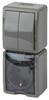 Миниатюра фото блок розетка-выключатель двухклавишный эра ip54 16a 250v 11-7408-03 б0036007 | 220svet.ru