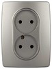 Миниатюра фото розетка эра серия 12 12-2107-16 двойная 2x2p 16а-250в титан б0065644 | 220svet.ru