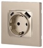 Миниатюра фото розетка эра серия 12 12-4108-04 2p+e 16a-250в со шторками с usb type-a+c 5в-3а шампань б0067727 | 220svet.ru