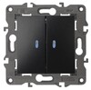 Миниатюра фото выключатель двухклавишный с подсветкой эра 10ax 250v 14-1105-05 б0034241 | 220svet.ru