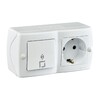 Миниатюра фото выключатель - розетка mono electric octans ip20 одноклавишный проходной - 2к+з белый 104-010101-186 | 220svet.ru