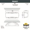 Миниатюра фото уличное бра fumagalli francy 1a1.000.000.lyf1r | 220svet.ru